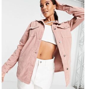 BRAVE‎ SOUL Blake Shirt Jacket In Cord-pink M